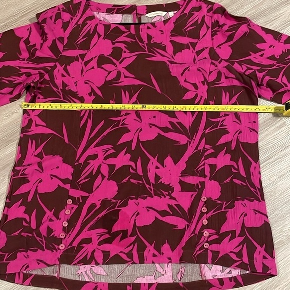 Soft Surroundings Women Tunic Top Large Pink Brown Longline Floral Contemporary - Picture 14 of 17